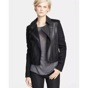 Vince Quilted Contrast Leather Moto Jacket